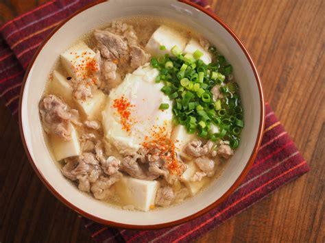 肉吸い風、豆腐と卵の麺無し肉うどん、作り方動画 魚料理と簡単レシピ