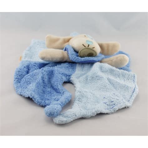 Doudou Plat Chien Bleu Ponge Bambou Baby Nat