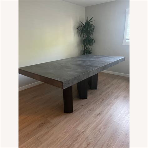 Modern Grey Volcano Eucalyptus Oak Dining Table Aptdeco