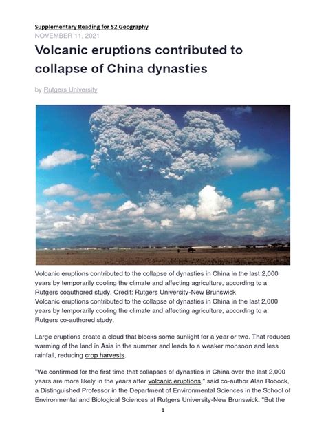 5.1 Volcanic Eruption in China (I) | PDF | Volcano | Natural Environment