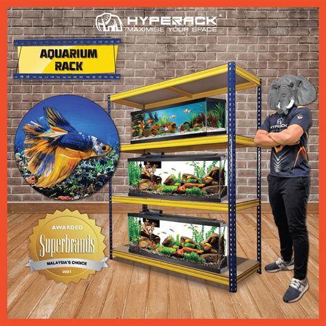 HYPERACK Aquarium Adjustable 4 Tier Metal Boltless Rack Rak Dapur