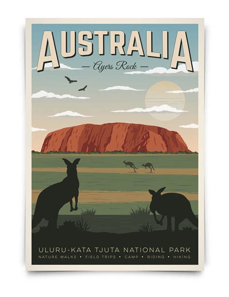 Australia Vintage Travel Poster Australia Ayers Rock - Etsy