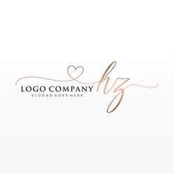 Hz Initial Handwriting Logo Design Royalty Free Vector Image