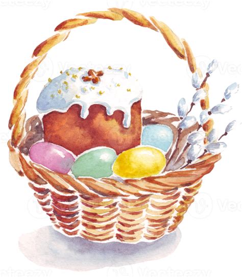 Easter Cake And Eggs Watercolor Clipart Hand Painted 21952839 Png