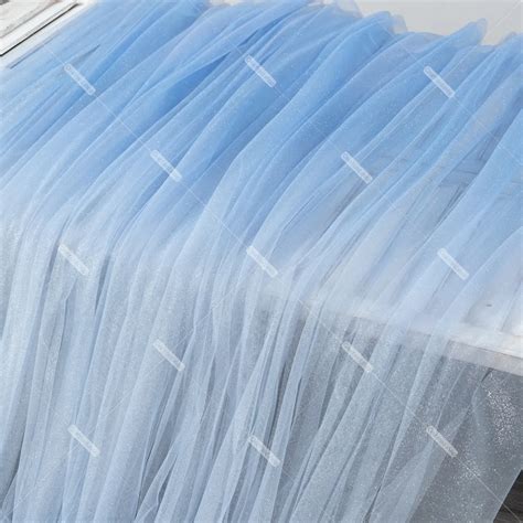 Gradual Ice Blue Glitter Lightweight Tulle Fabric Oneyard