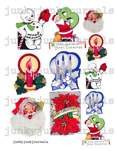 Printable Vintage Christmas Ephemera Junk Journal Kit Vintage Etsy