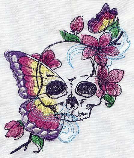 Embroidered Skull And Butterfly Vanitas Gothic Design By Remimartin