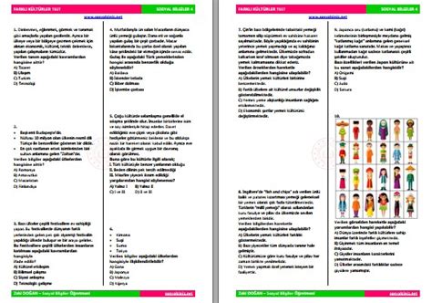 4 Sınıf Sosyal Bilgiler Ara Tatil Tarama Testi 50 Soru Sosyal