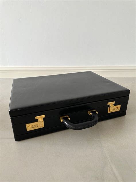 Bally Briefcase Retro Shiny Black Leather 名牌 手袋及銀包 Carousell