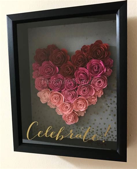 Ready For The Valentines Day Check Out This Shadow Box Wall Art With Rolled Paper Flower Decor