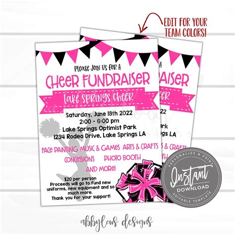 EDITABLE Cheer Fundraiser Flyer Cheerleading Fundraiser Etsy Israel