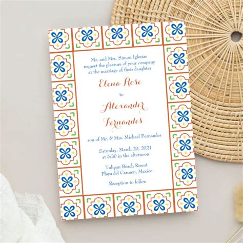 Talavera Spanish Tile Wedding Invitation Zazzle