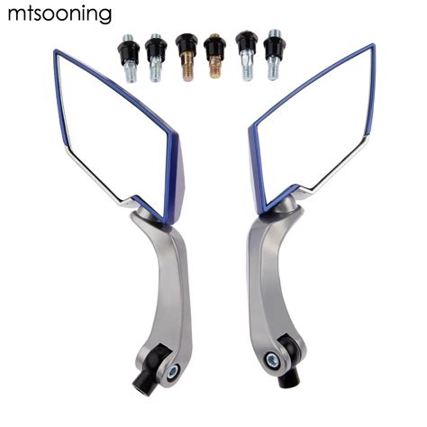 Mtsooning 8 10mm Diamond Motorcycle Rear View Mirrors Universal