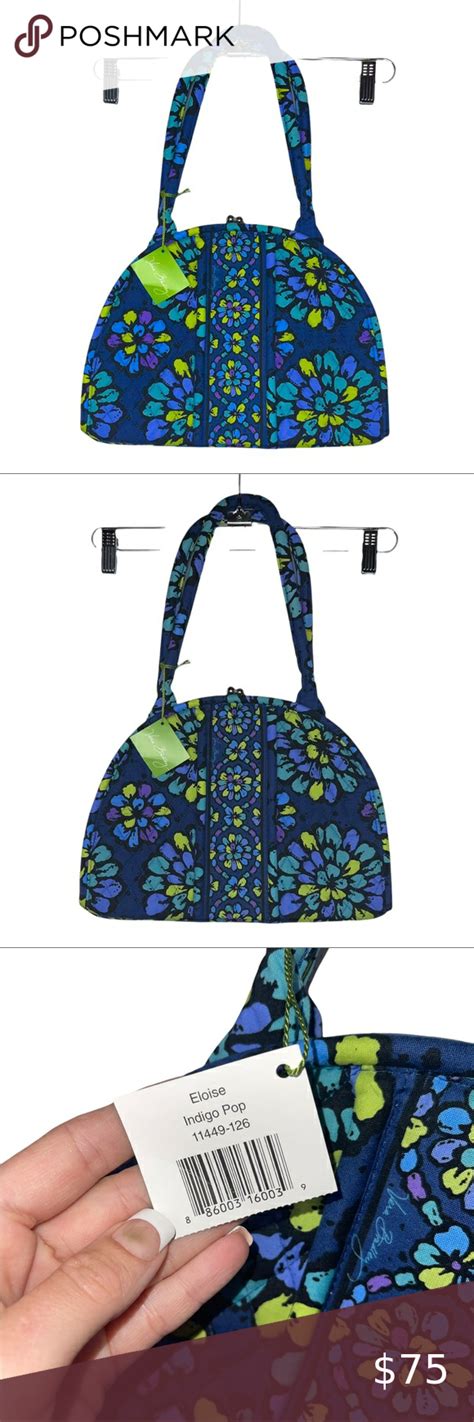 Vera Bradley Retired Indigo Pop Eloise Kisslock Closure Bag Nwt