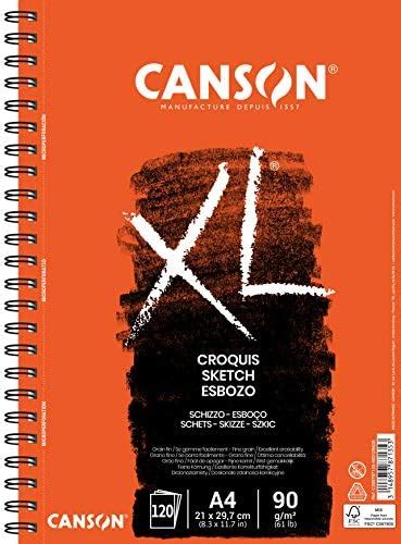 CANSON XL Croquis Album spiralé grand côté 120 feuilles A4 90g m²