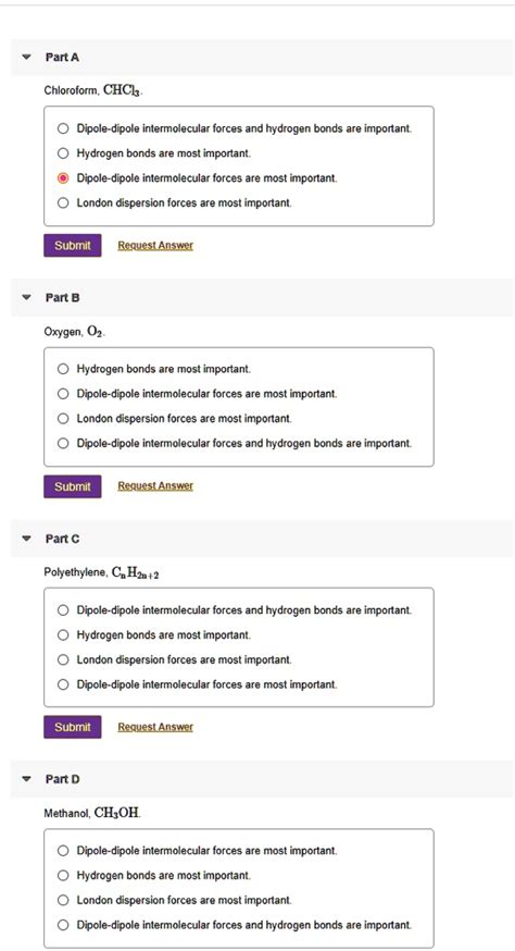 SOLVED: Texts: Part A Chloroform, CHCl2- Dipole-dipole intermolecular ...