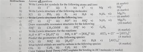 Solved Instructions Answer All Questions 1 A Write Lewis