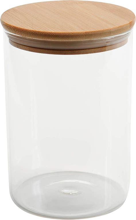 Eco Friendly Borosilicate Cookie Candy Honey Food Glass Storage Jar With Airtight Bamboo Lid