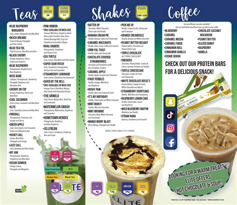 Elite Nutrition | Fasprint Menus