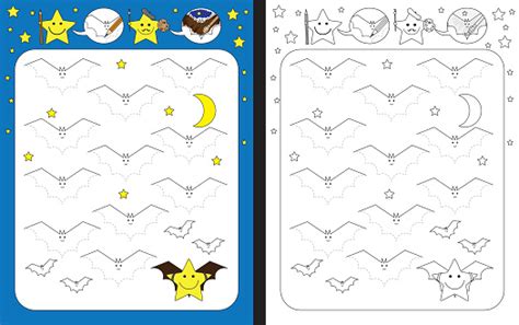 Preschool Worksheet Stock Illustration - Download Image Now - Activity, Bat - Animal, Black ...