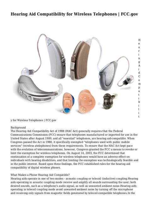 Hearing Aid Compatibility for Wireless Telephones | FCC.gov