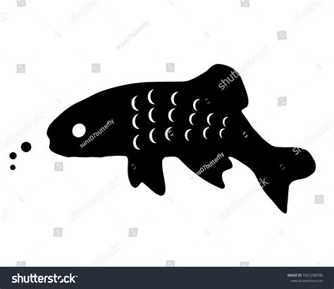 Black Silhouette Fish On White Background Stock Vector (Royalty Free ...