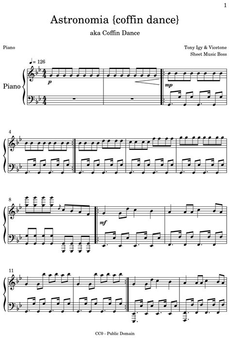 Astronomia {coffin Dance} Sheet Music For Piano