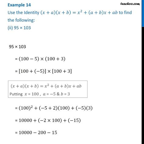 Use Identity X A X B X 2 A B X Ab To Find 95 × 103