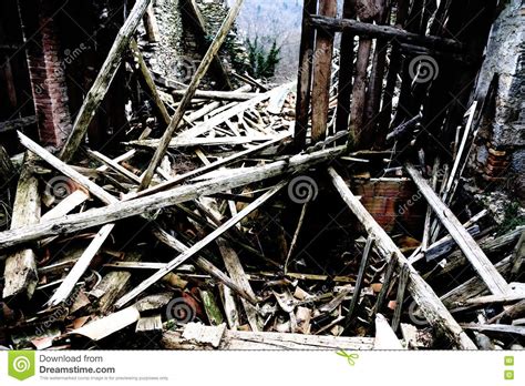 Rubble And The Ruins Of The House Destroyed By Powerful Earthqu Stock