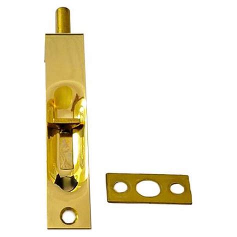 Qcaa Solid Brass Door Flush Bolt 4 With Square End Polished Brass 1 Pack Made In Taiwan