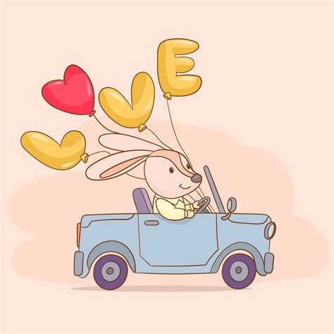 Cute little rabbit driving a car 1967144 Vector Art at Vecteezy