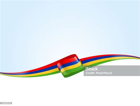 Mauritius Flag Ribbon Mauritian Flag Long Banner On Background Template Space For Copy Vector ...