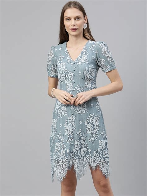 Buy Vero Moda Women Blue Printed Sheath Dress - Dresses for Women 12839106 | Myntra