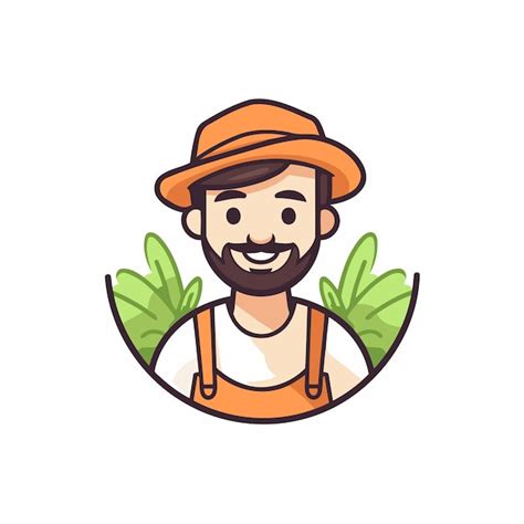 Premium Vector Farmer In Hat And Overalls Vector Illustration In