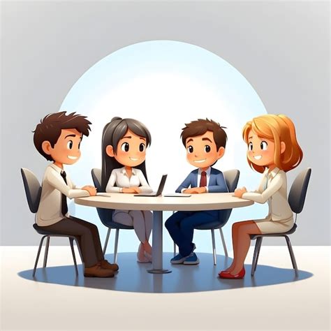 Premium Photo | Cartoon with meeting illustration business discussion ...