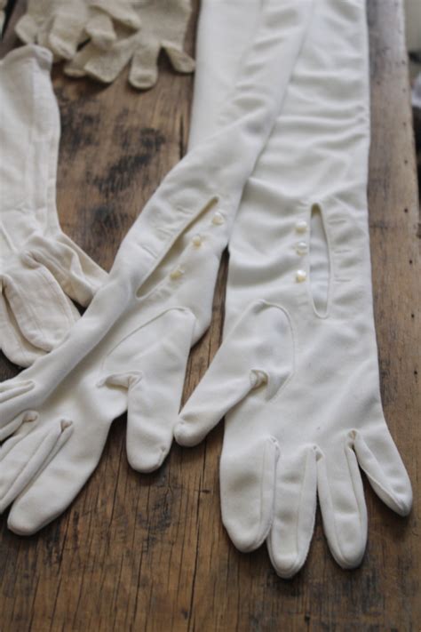 lot of vintage ladies gloves, short white cotton gloves, long elbow ...