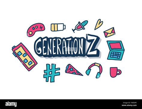 Generation Z Emblem Isolated On White Background Text With Digital