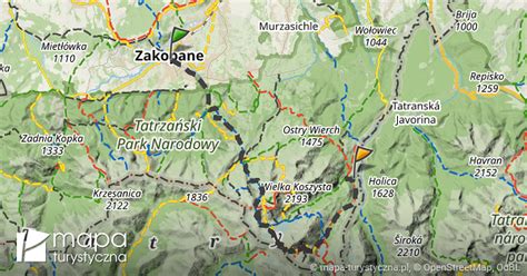 Trasa Zakopane Schronisko Pttk W Dolinie Roztoki Mapa Turystyczna Pl