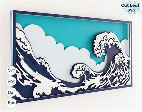 3d Layered Wave Svg 3d Svg Shadow Box Svg Laser Cut Files Etsy