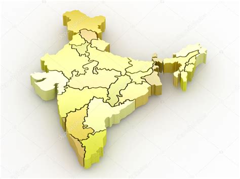 Three-dimensional map of India on white isolated background — Stock Photo © maxxyustas #5110834