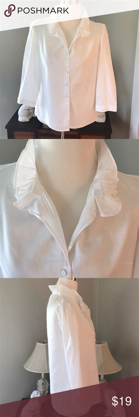 Talbots White Cotton Blouse Sz 2 White Cotton Blouse Cotton Blouses