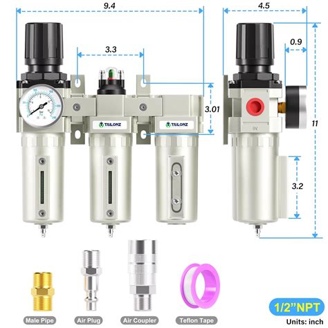 TAILONZ PNEUMATIC 0 240PSI 12 Pulgada NPT Sistema De Secado De Aire De