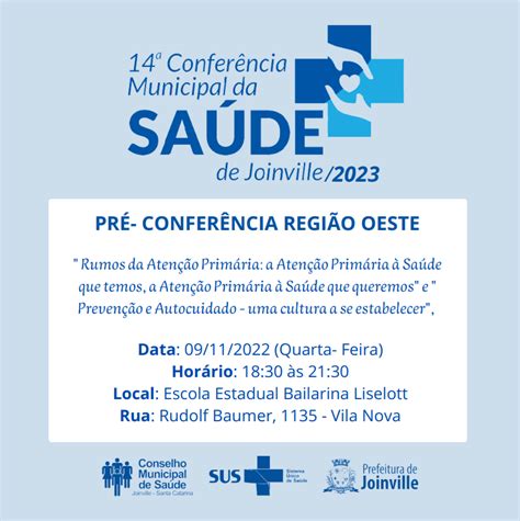 Pré Conferências Da Saúde Das Regiões Oeste E Sul Ocorrem Nos Dias 9 E 23