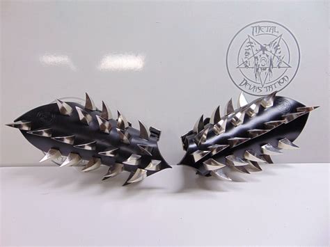 ABSU S LEATHER DRAGON CLAW SPIKE GAUNTLETS BLACK METAL MDLG0370 EBay