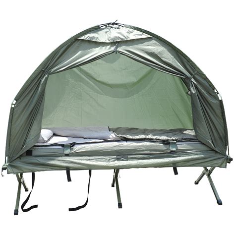 Outsunny 1 Person Foldable Camping Tent W Sleeping Bag Air Mattress