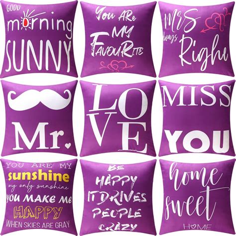 Minhin Pack Of 9 Throw Pillow Covers 18x18 Squaretwo Sided Character Pattern Boho