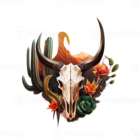 cow skull art illustration . 23241352 PNG