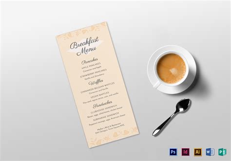 Breakfast Menu Design Template In Psd Word Publisher Illustrator Indesign