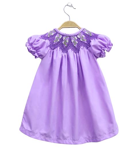 Purple Smocking Dress With Princess Sleeves