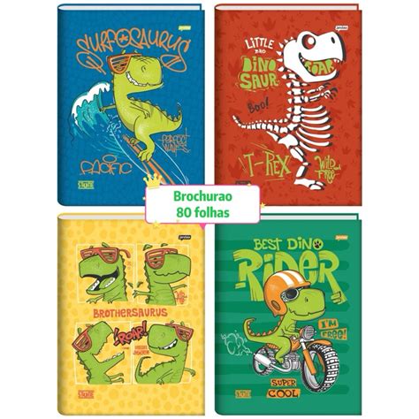 Caderno Brochura Grande Capa Dura Infantil Menino 80 Fls Stone